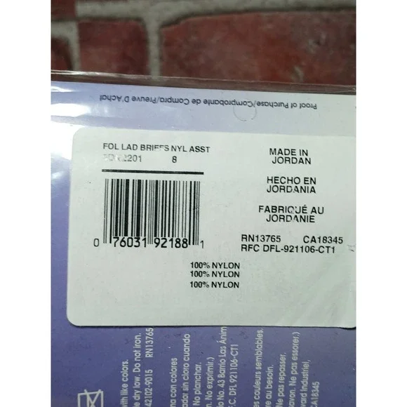 Vintage Fruit of the Loom Nylon Briefs 5 Pack Size 8 XL Assorted Lace Waist 2006 - Picture 2 of 4